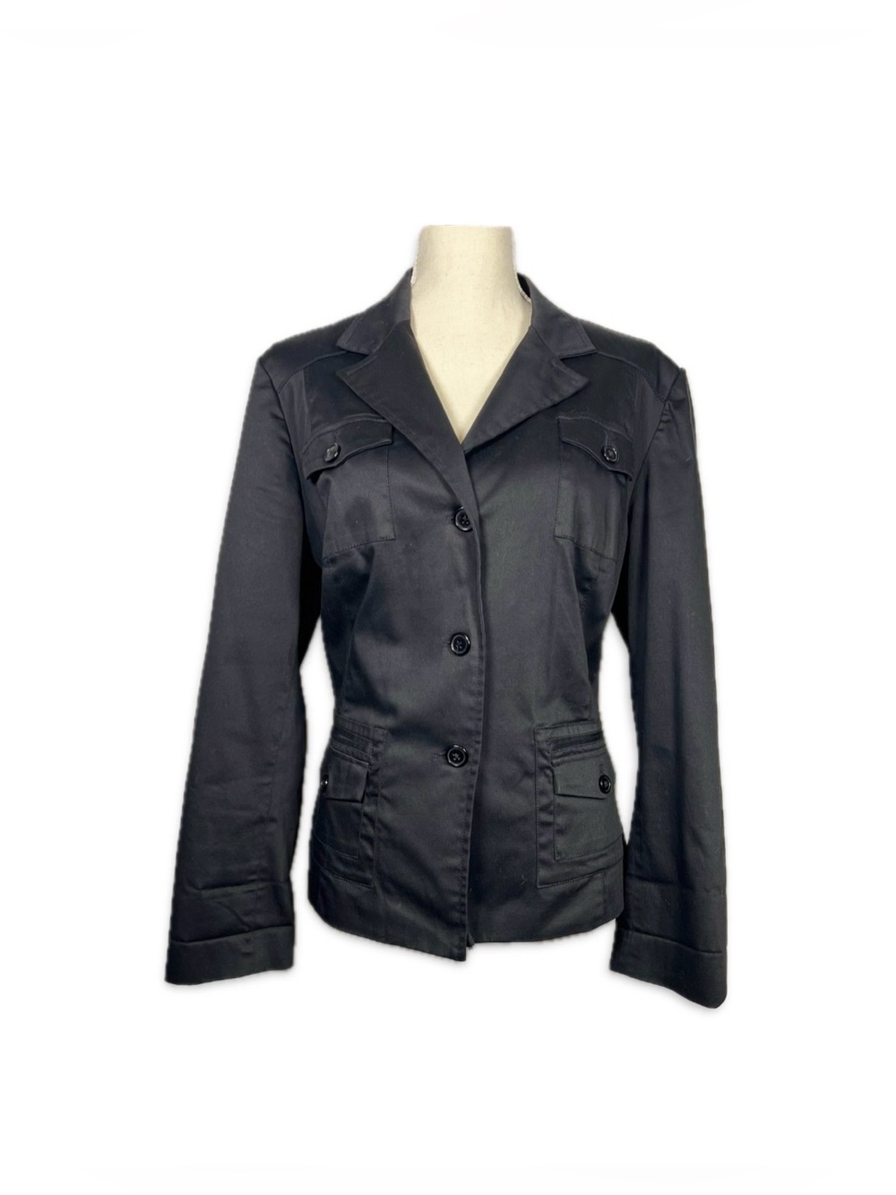 Sandro Black 3 Button Blazer XL Tailored Classic Career Jacket Multiple Pockets